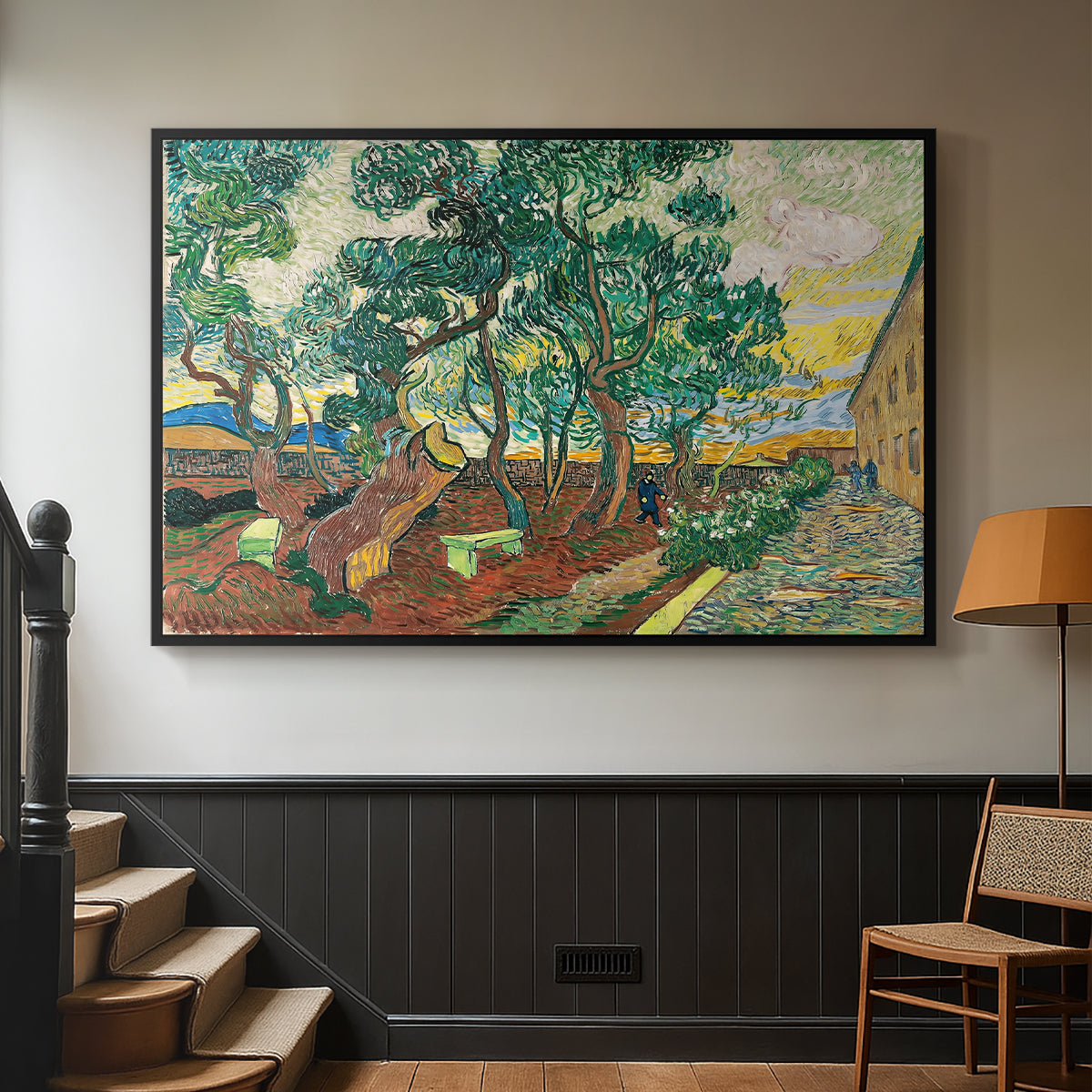 The Garden of Saint-Paul Hospital, 1889 - Floater Framed Canvas Print