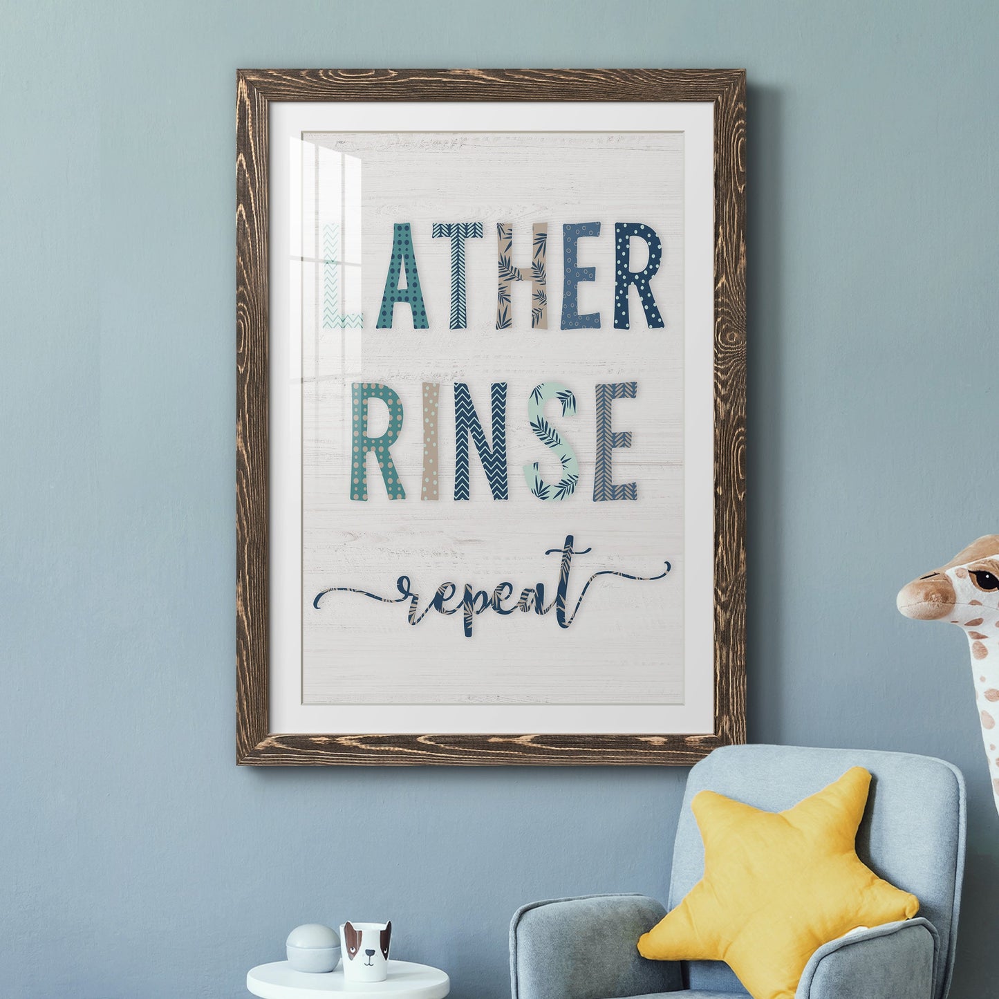 Lather Rinse Repeat - Premium Framed Print - Distressed Barnwood Frame - Ready to Hang