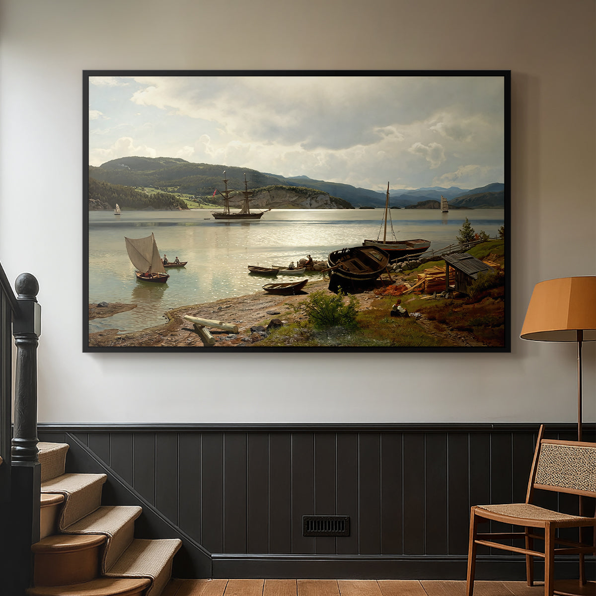 By the Water, 1876 - Floater Framed Canvas Print