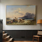 Shepherds and Cattle on Lake Attersee, 1852 - Floater Framed Canvas Print