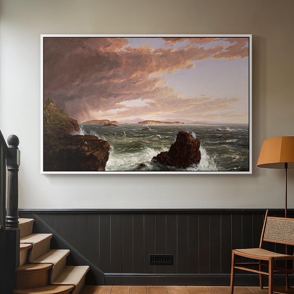 Views Across Frenchman's Bay from Mt. Desert Island, After a Squall, 1845 - Floater Framed Canvas Print