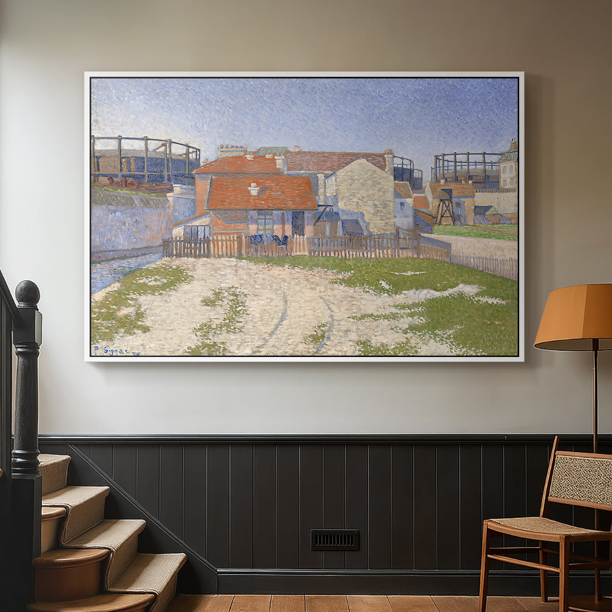 Gasometers at Clichy, 1886 - Floater Framed Canvas Print