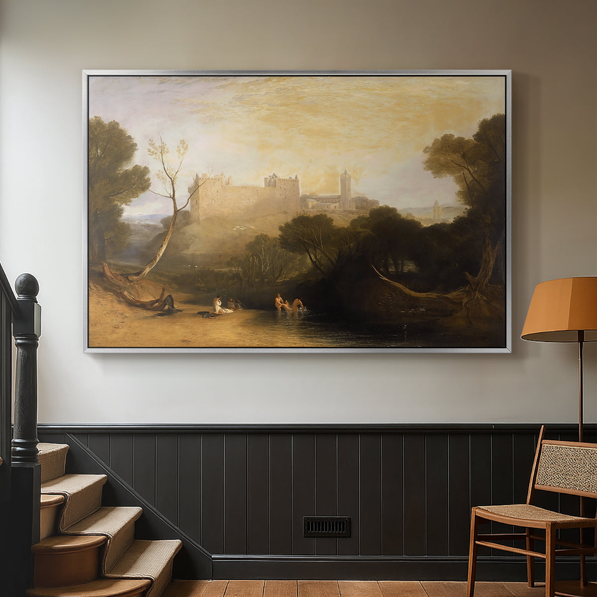 Linlithgow Palace, c. 1807 - Floater Framed Canvas Print
