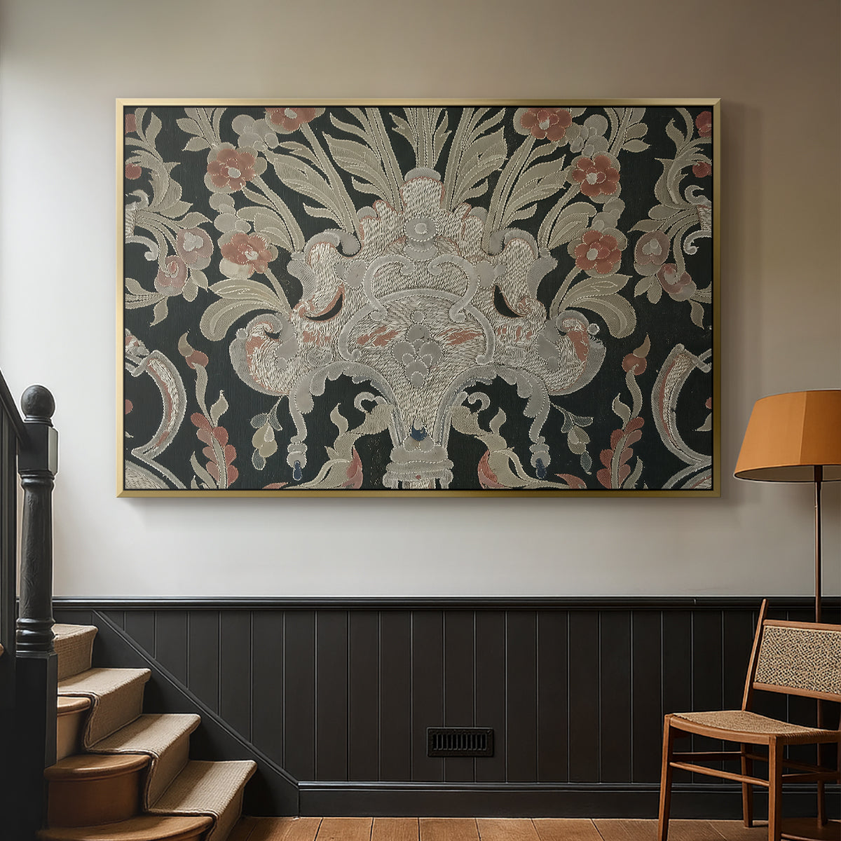Hanging (Printed Textile), c. 18th Century - Floater Framed Canvas Print