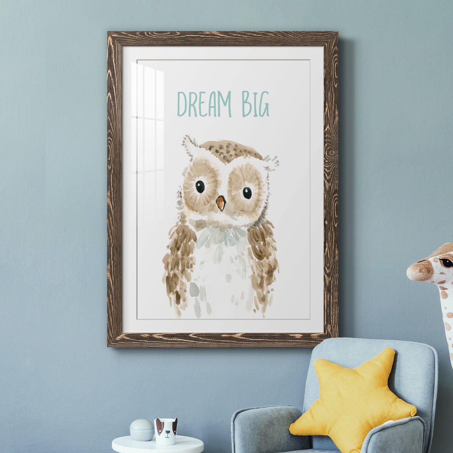 Dream Big Owl - Premium Framed Print - Distressed Barnwood Frame - Ready to Hang