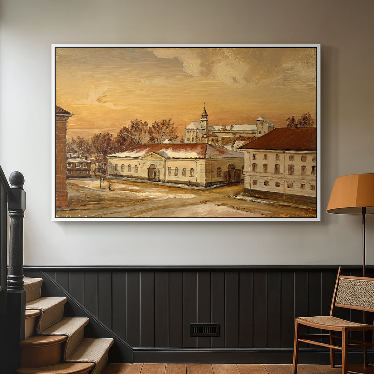 The Riding School at Akershus Castle, 1846 - Floater Framed Canvas Print