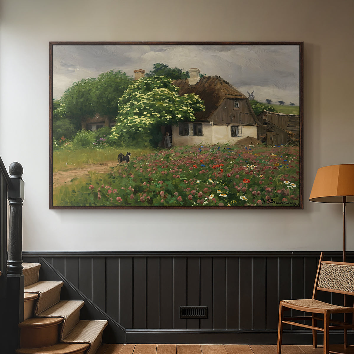 Farmhouse with Meadow Flowers, 1909 - Floater Framed Canvas Print