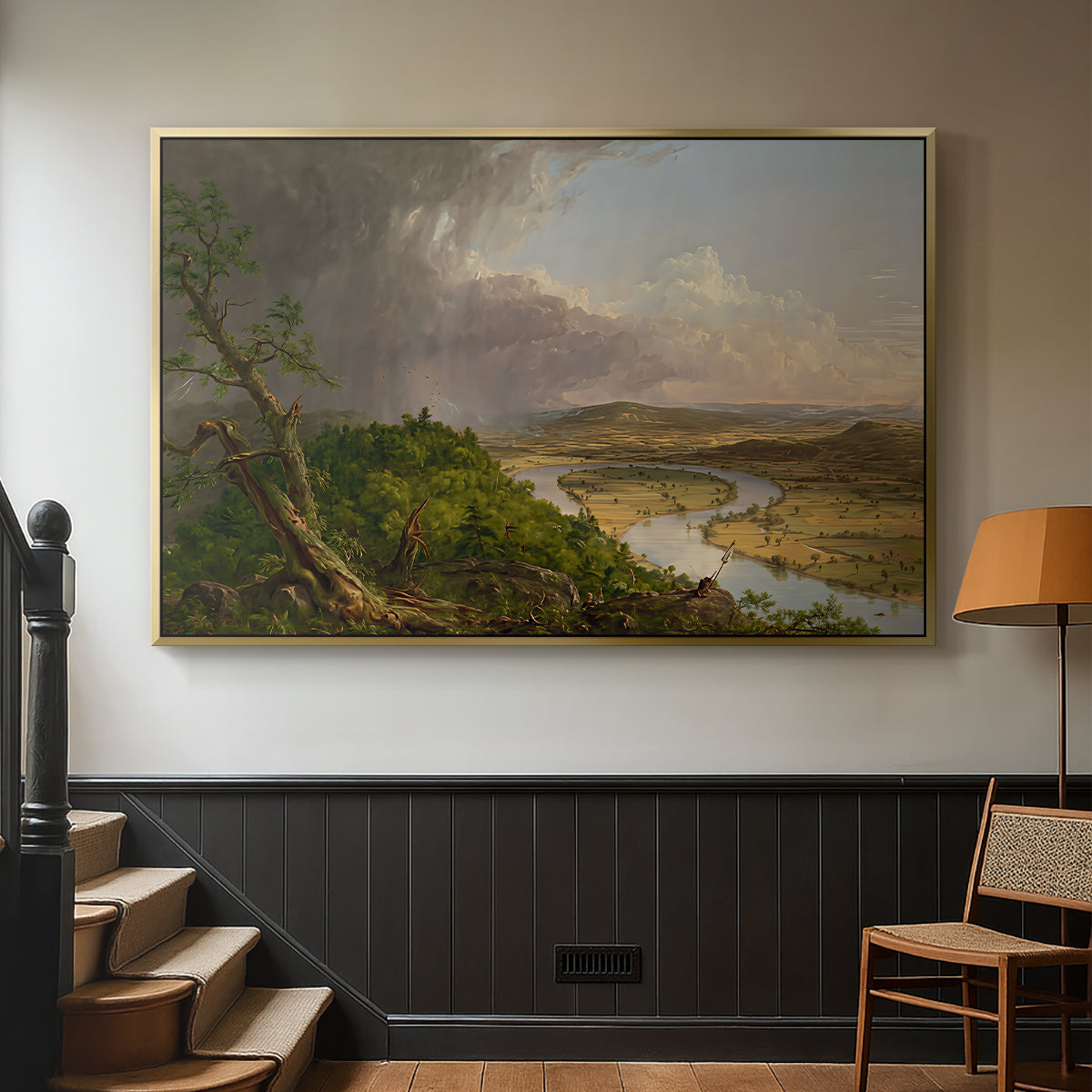 View from Mount Holyoke, Northampton, Massachusetts, after a Thunderstorm (Oxbow), 1836 - Floater Framed Canvas Print