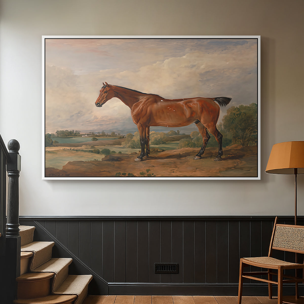 A Hunter in a Landscape, c. 1810 - Floater Framed Canvas Print