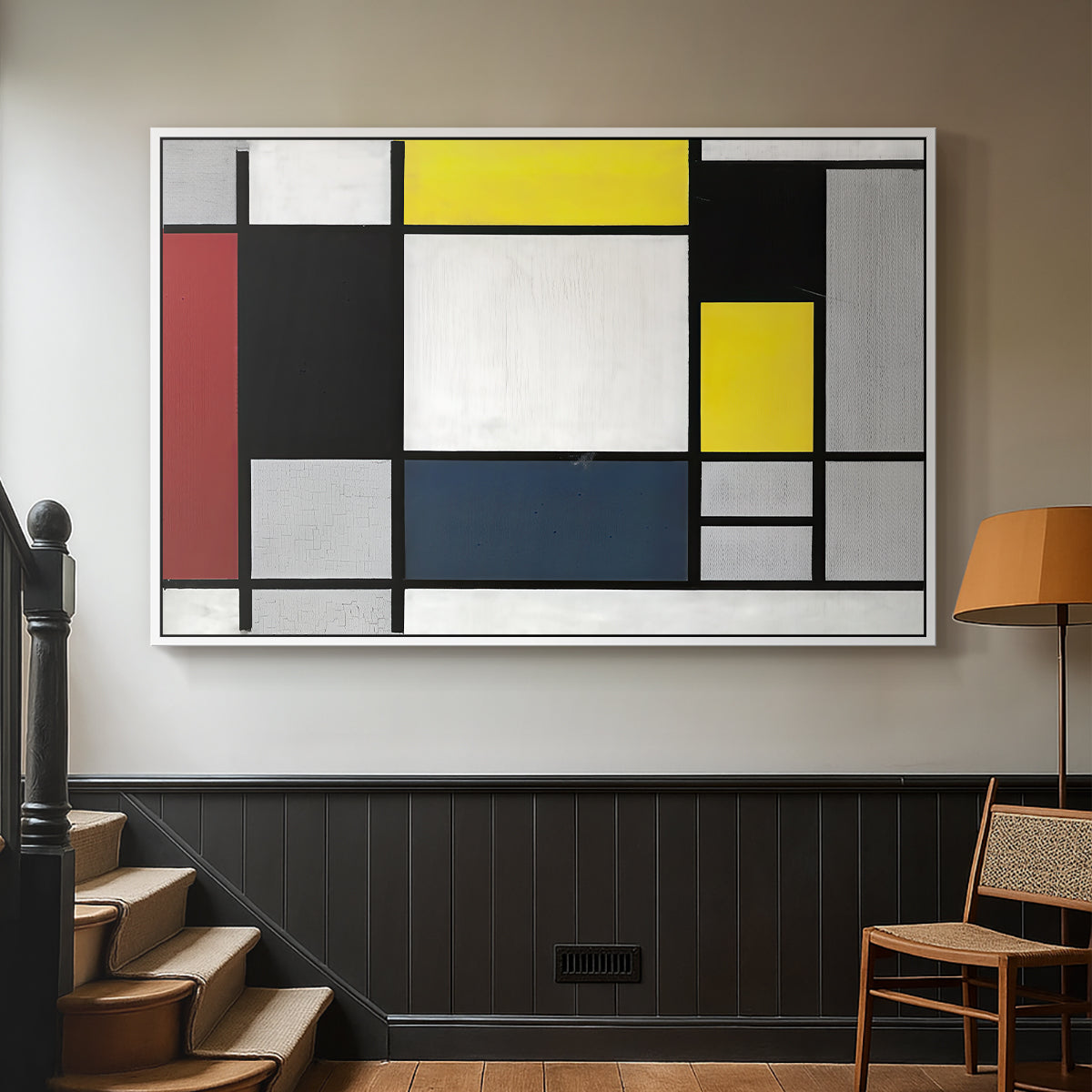 Composition with Yellow, Red, Black, Blue, and Gray, 1920 - Floater Framed Canvas Print