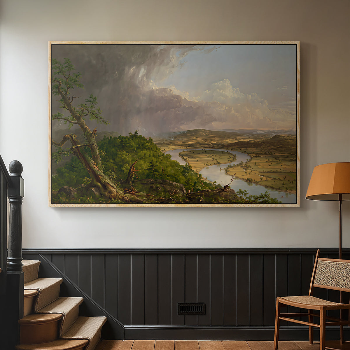 View from Mount Holyoke, Northampton, Massachusetts, after a Thunderstorm (Oxbow), 1836 - Floater Framed Canvas Print