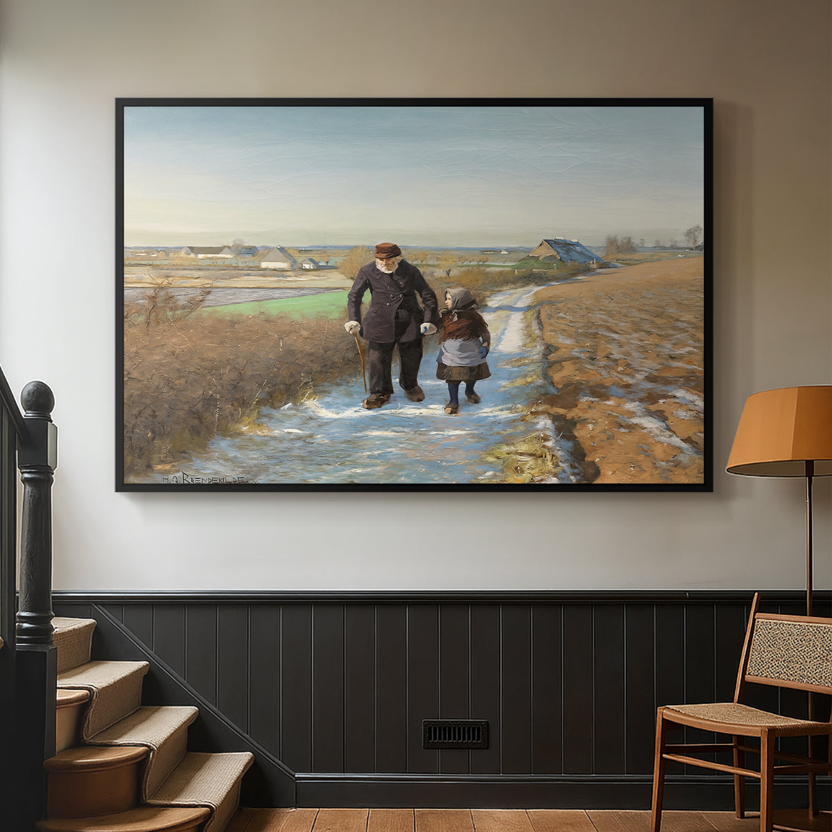 The Old Man and the Child, 1888 - Floater Framed Canvas Print
