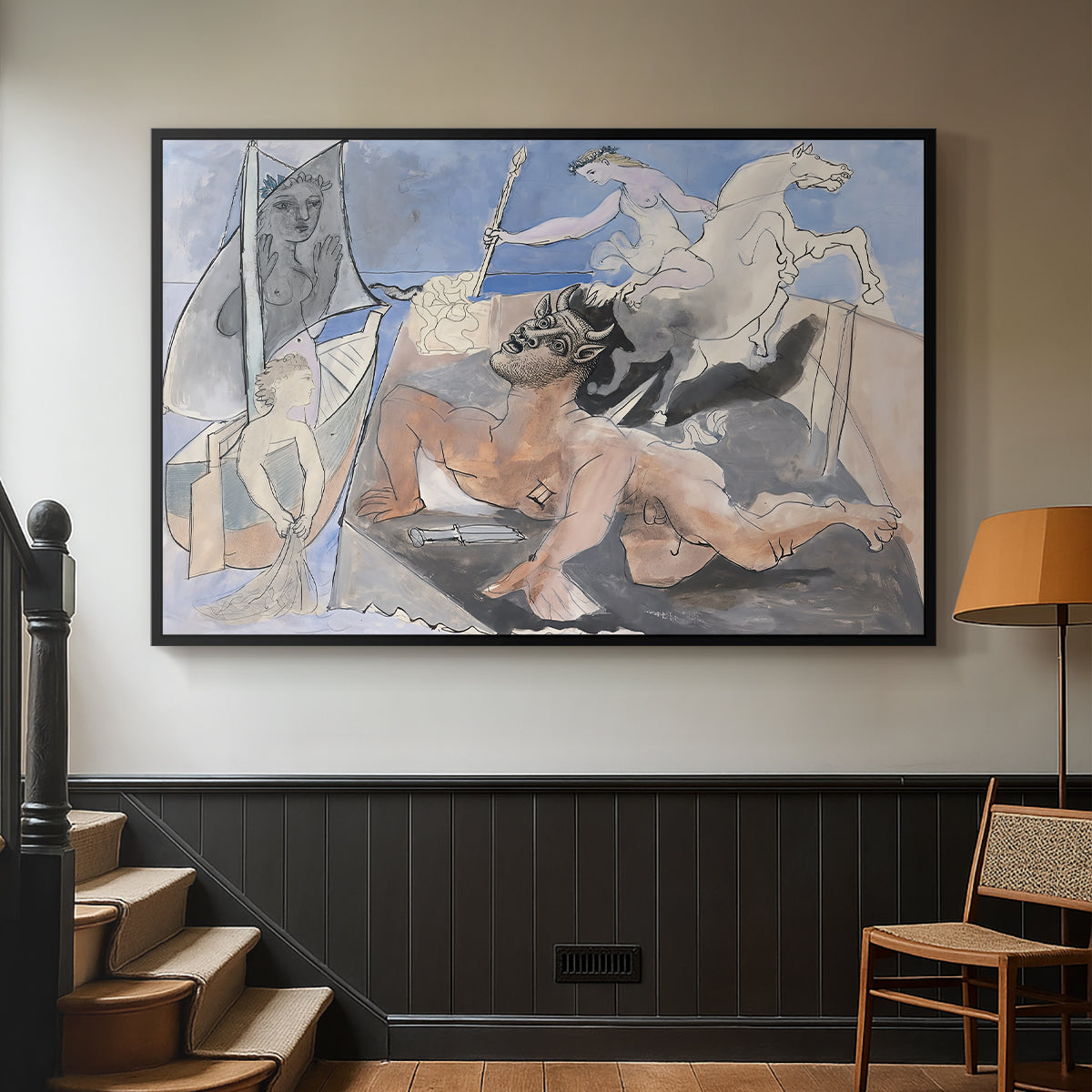 Composition with Minotaur, 1936 - Floater Framed Canvas Print