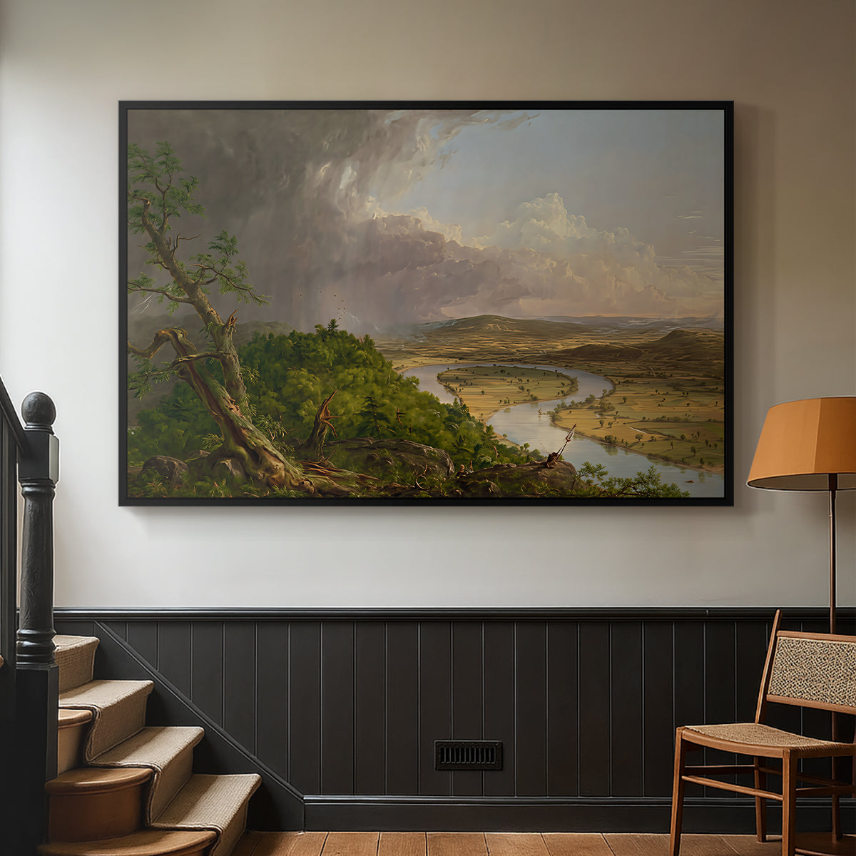 View from Mount Holyoke, Northampton, Massachusetts, after a Thunderstorm (Oxbow), 1836 - Floater Framed Canvas Print