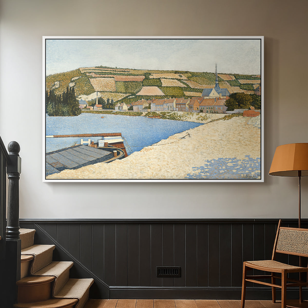 The Riverbank, Les Andelys, 1886 - Floater Framed Canvas Print