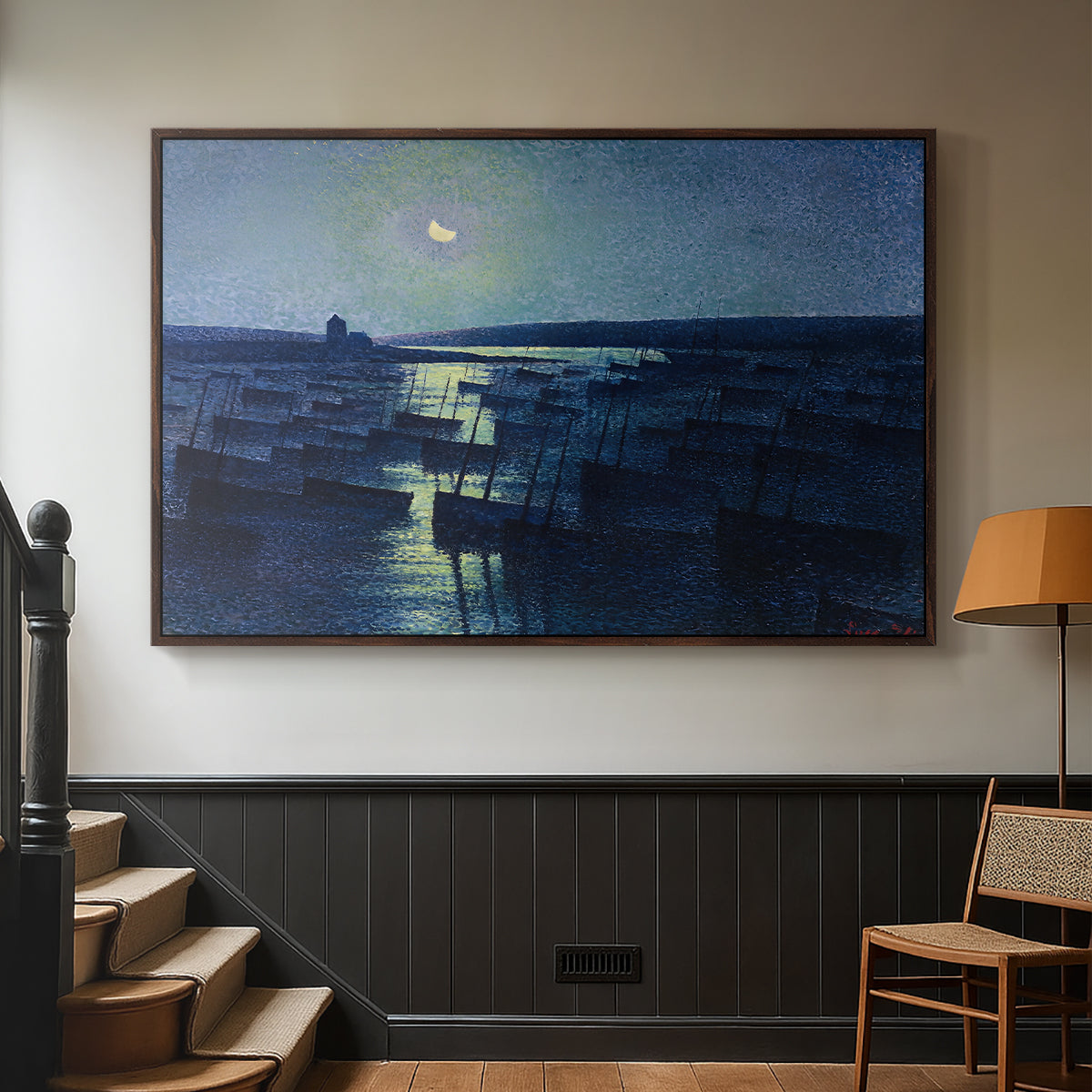 Camaret, Moonlight and Fishing Boats, 1894 - Floater Framed Canvas Print