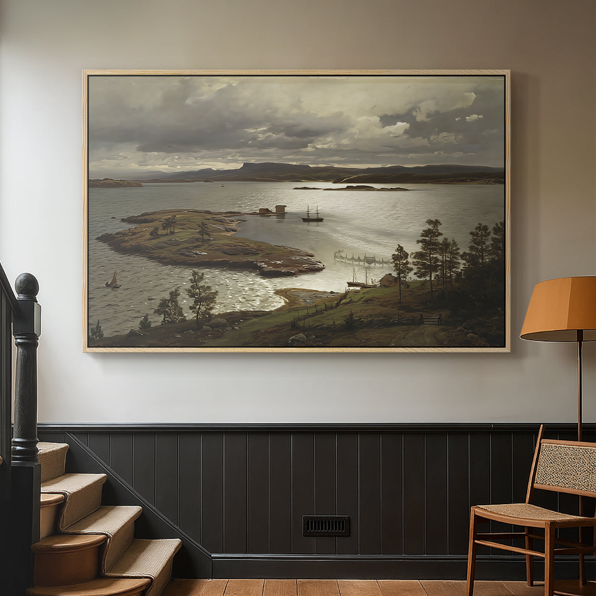The Fjord at Sandviken (Sandviksfjorden), 1879 - Floater Framed Canvas Print