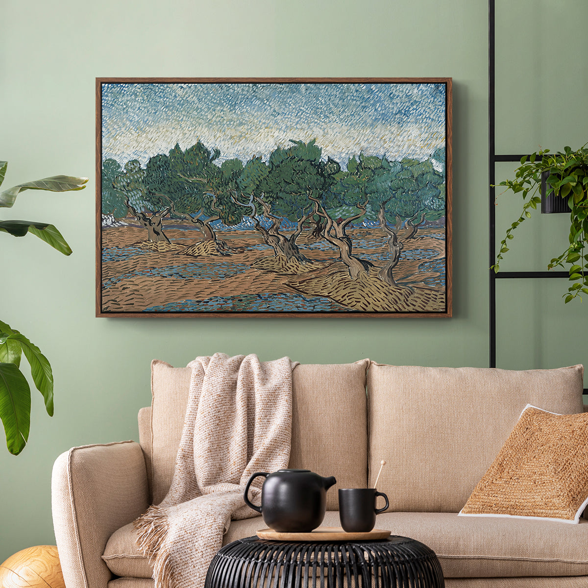 Olive Trees, 1889 - Floater Framed Canvas Print