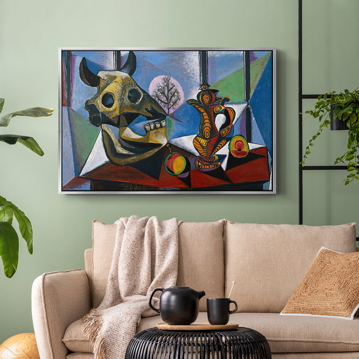 Still Life with Bull's Skull, 1939 - Floater Framed Canvas Print