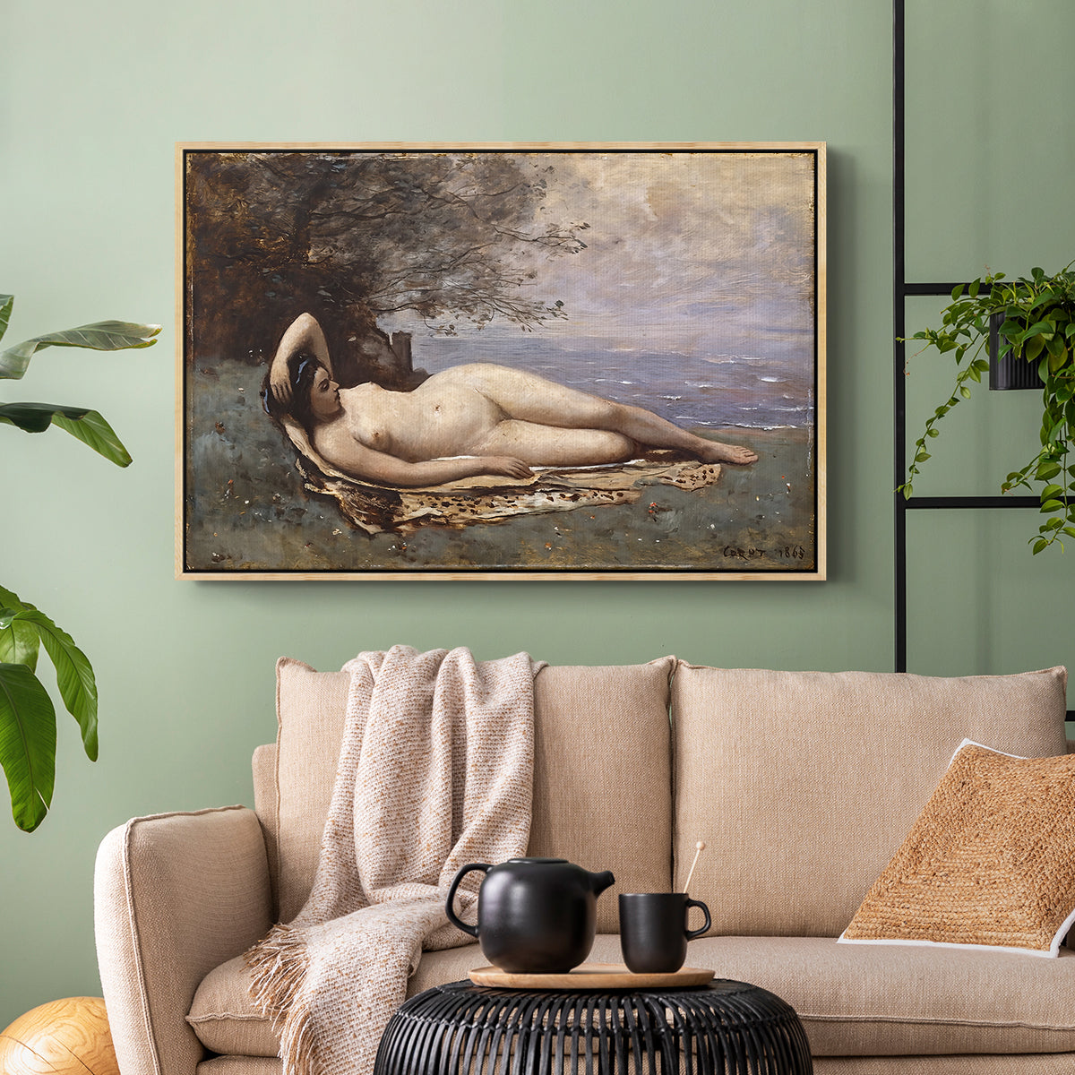 Bacchante by the Sea, 1865 - Floater Framed Canvas Print