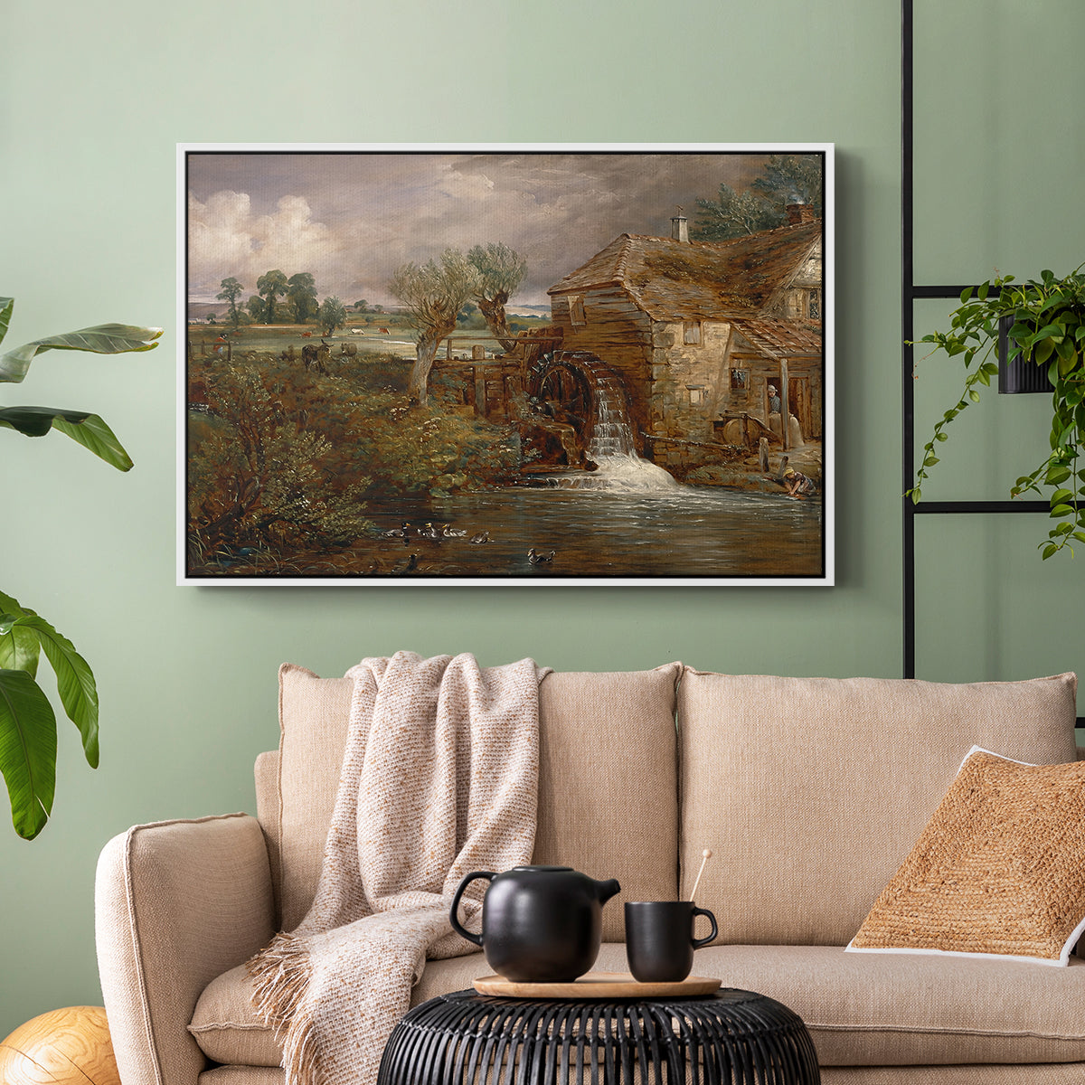 Parham Mill, Gillingham, 1826 - Floater Framed Canvas Print