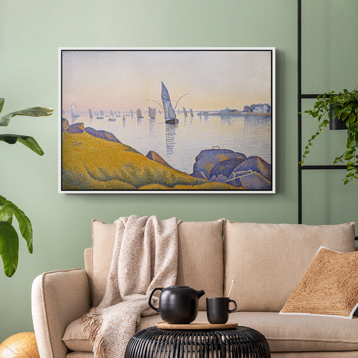 Evening Calm, Concarneau, Opus 220, 1891 - Floater Framed Canvas Print
