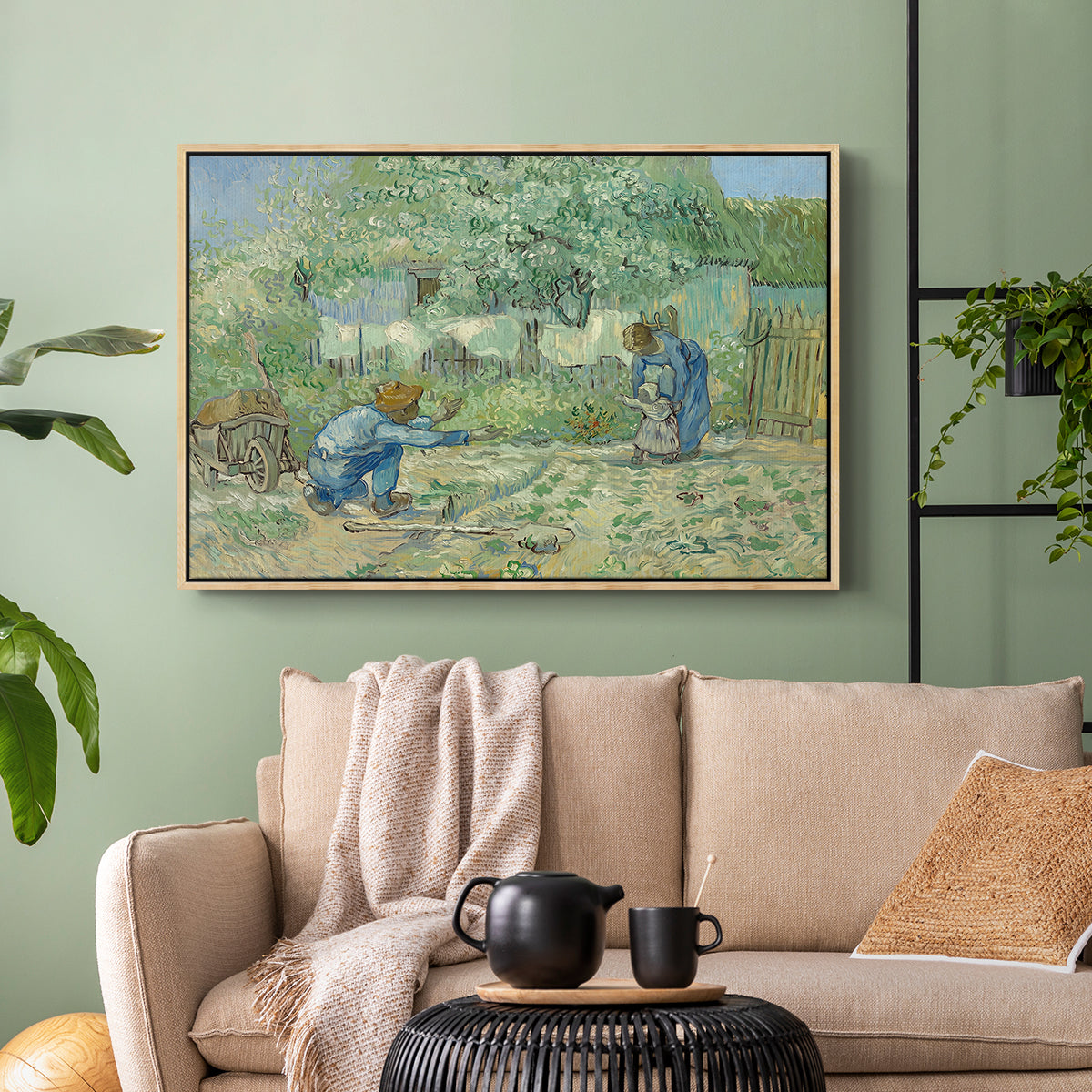 First Steps after Millet, 1890 - Floater Framed Canvas Print