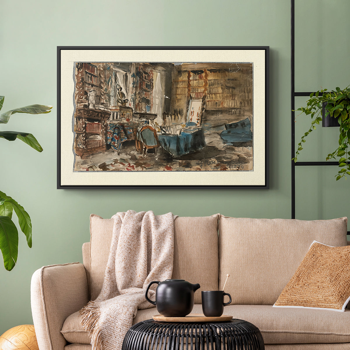 Cabinet de Flaubert à Croisset, 1874 - Floater Framed Canvas Print