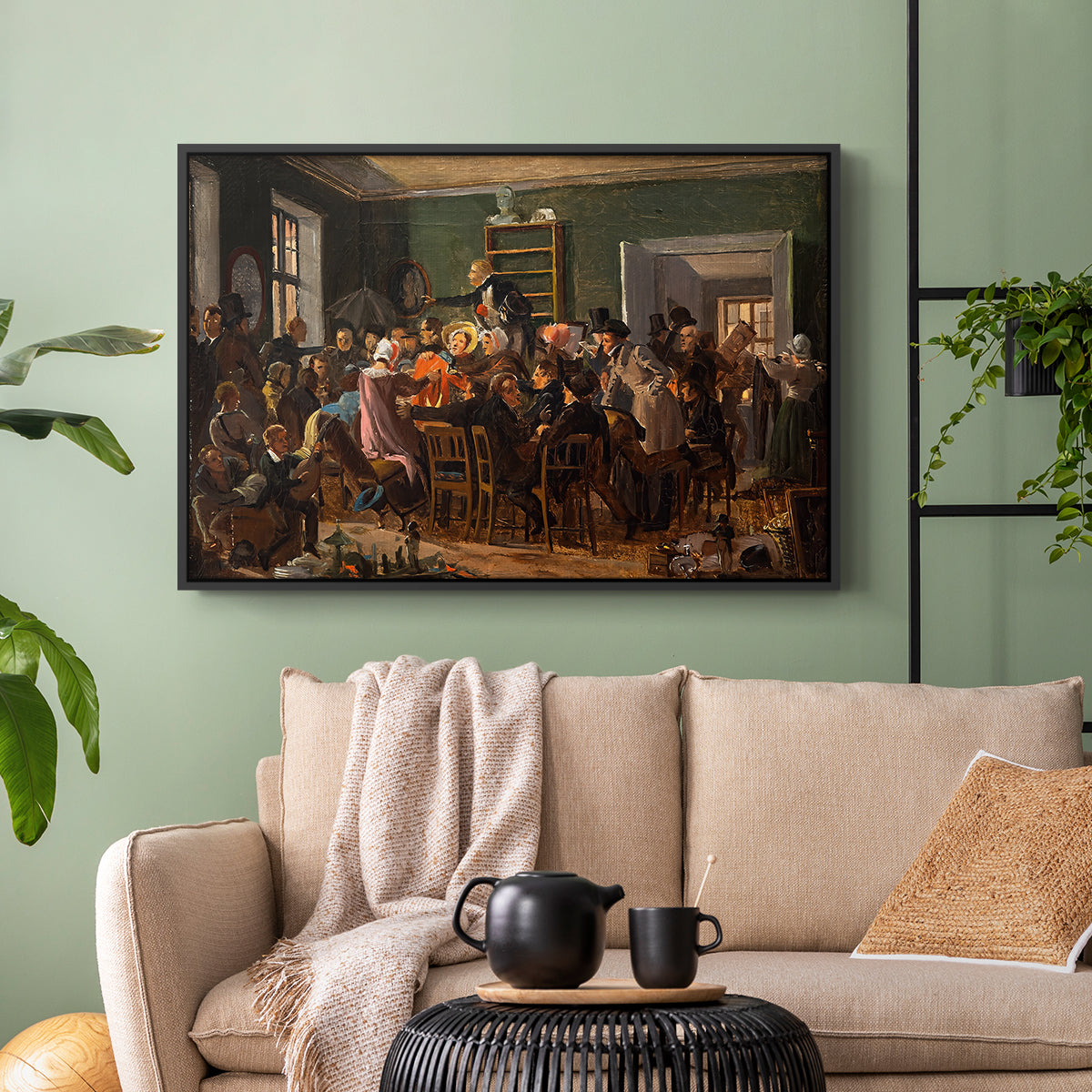 An Auction Scene, 1835 - Floater Framed Canvas Print