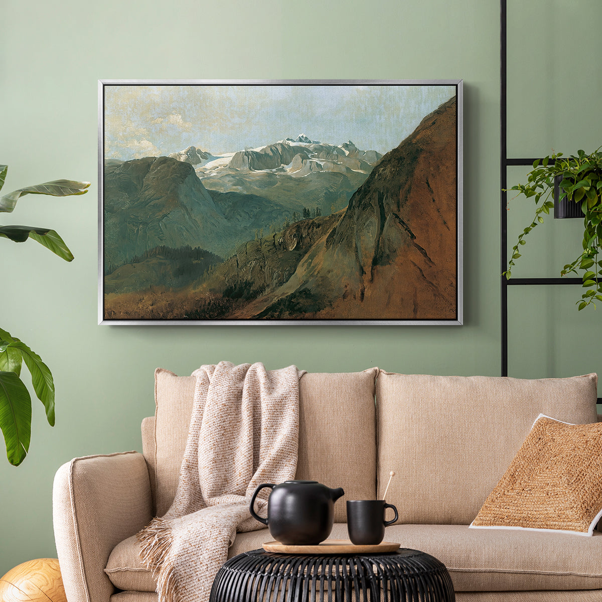 The Dachstein from the Plassen near Hallstatt, 1827 - Floater Framed Canvas Print