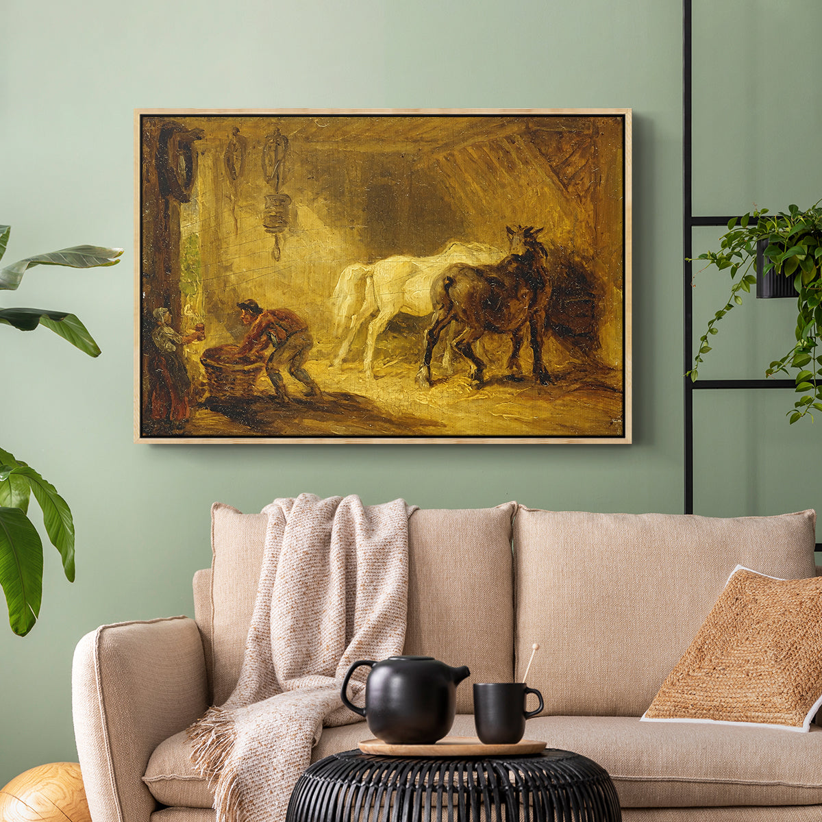 Heath Ewe and Lambs, 1810 - Floater Framed Canvas Print