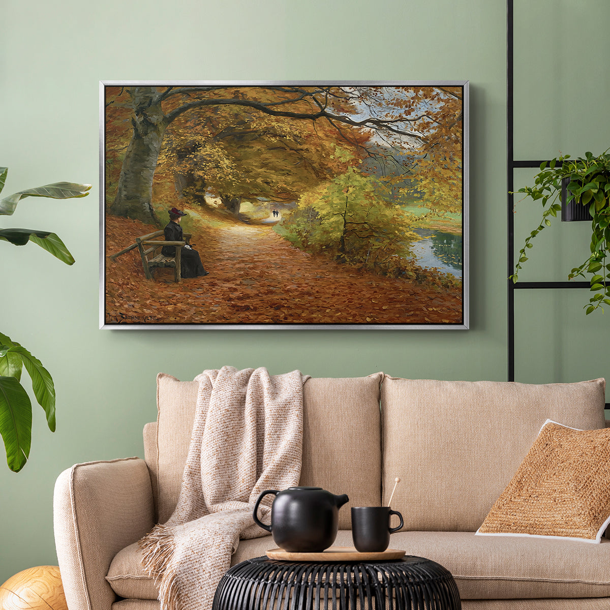 A Wooded Path in Autumn, 1902 - Floater Framed Canvas Print