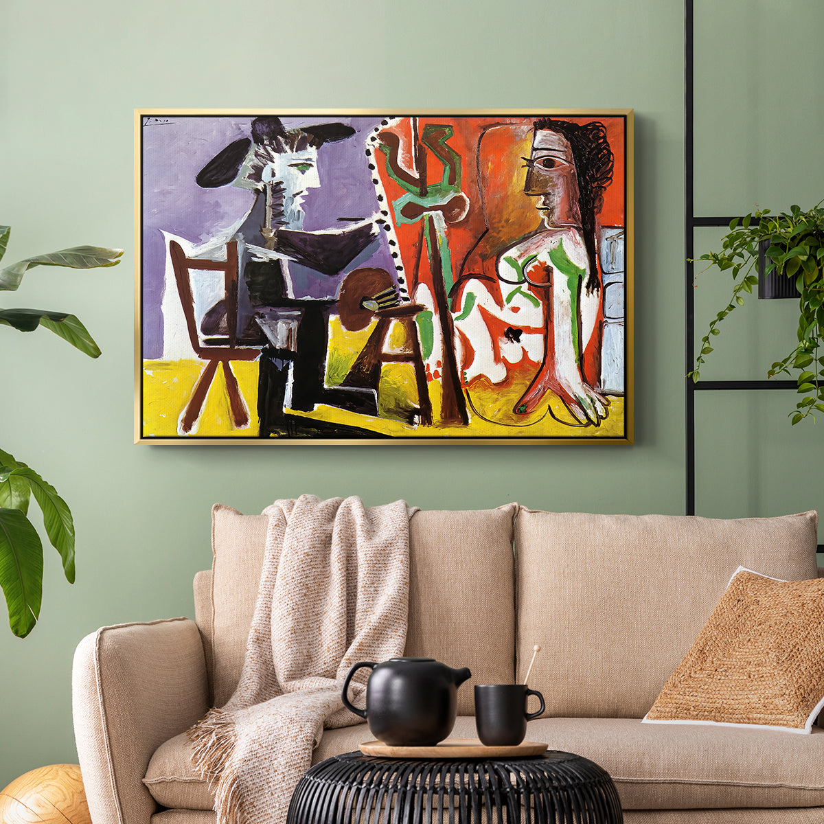 The Painter and His Model, 1963 - Floater Framed Canvas Print