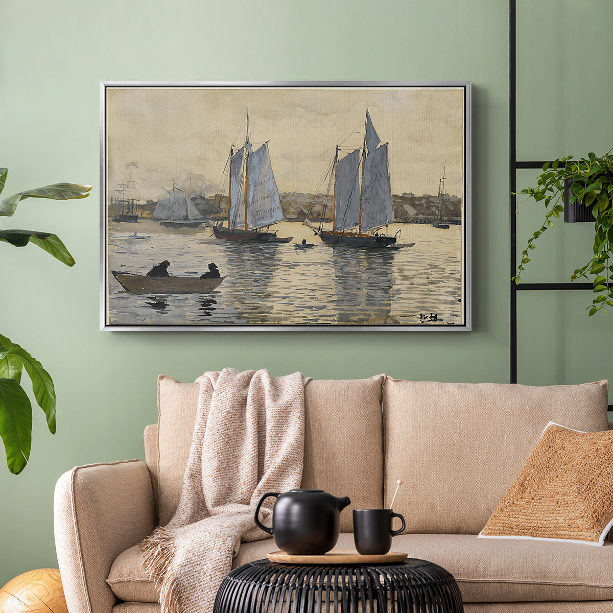 Two Schooners, Gloucester, c. 1880 - Floater Framed Canvas Print