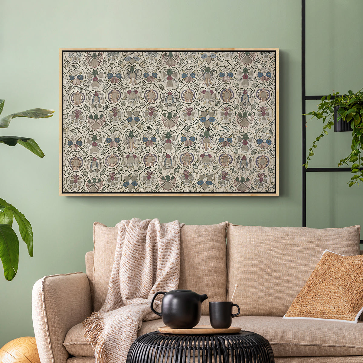 Long Cushion Cover (Printed Textile), c. 1600 - Floater Framed Canvas Print