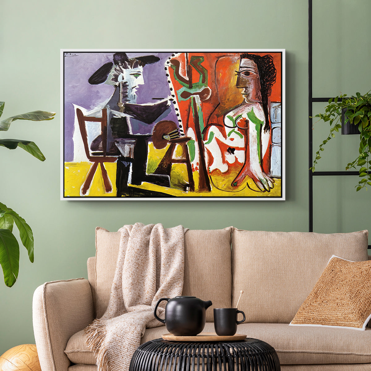 The Painter and His Model, 1963 - Floater Framed Canvas Print