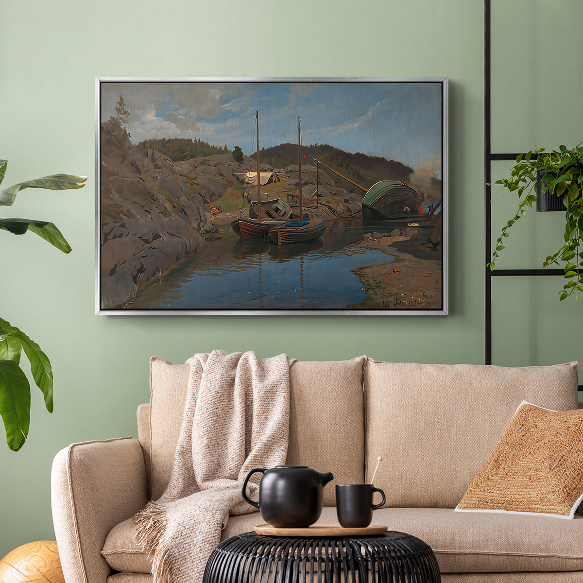 Pilotboats, 1875 - Floater Framed Canvas Print