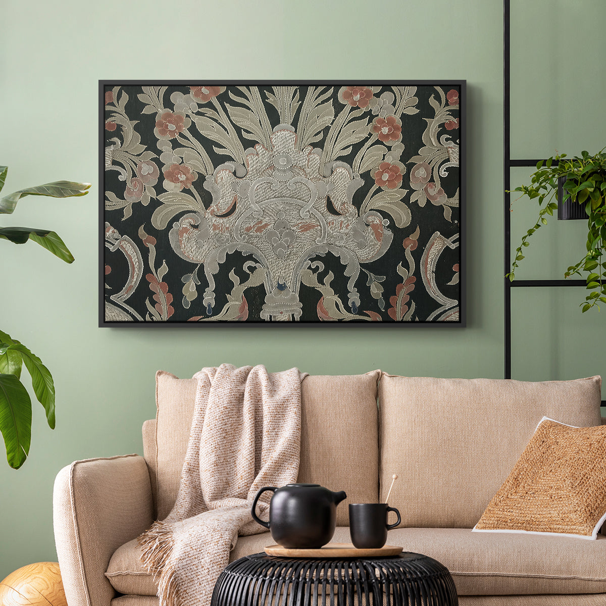 Hanging (Printed Textile), c. 18th Century - Floater Framed Canvas Print