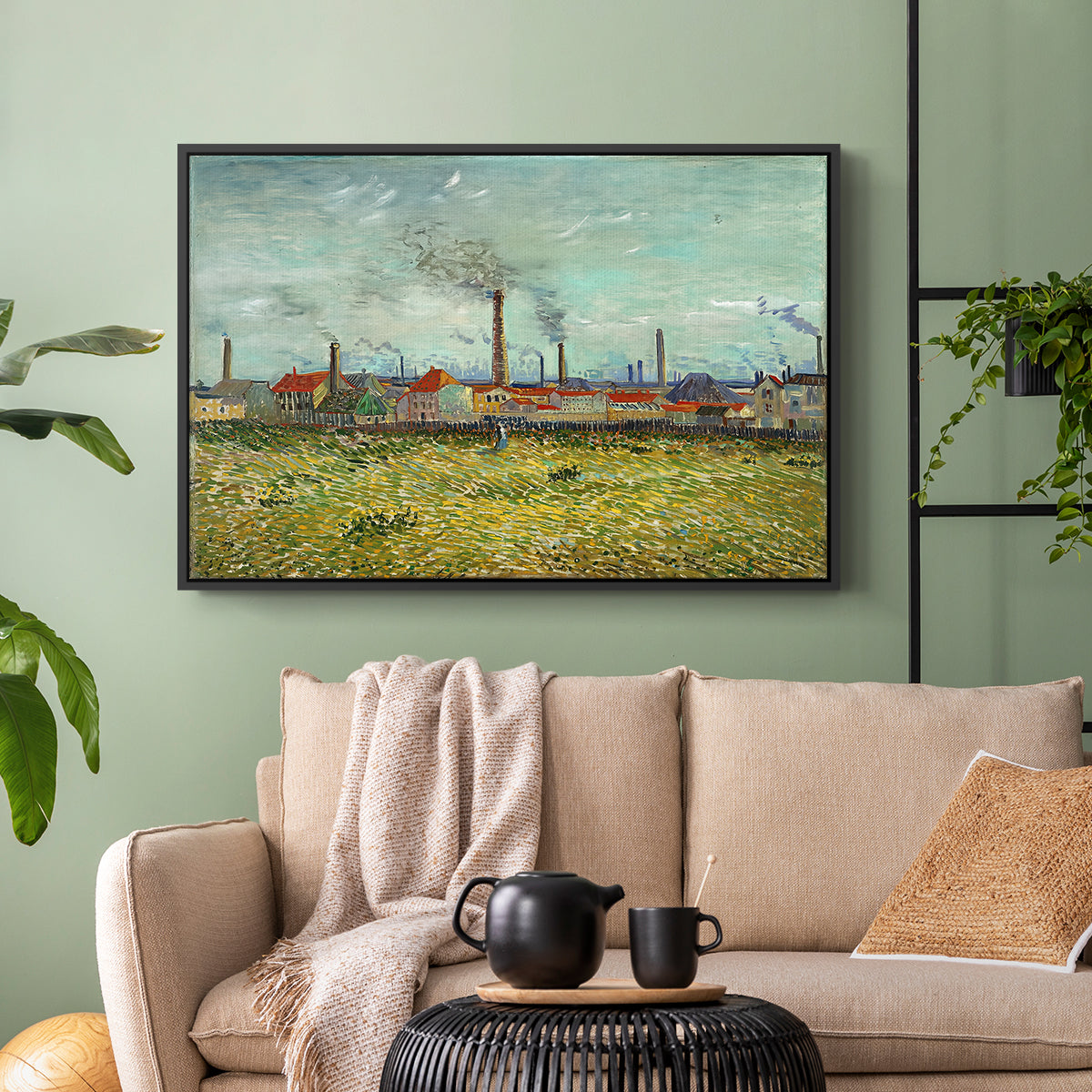 Factories at Clichy, 1887 - Floater Framed Canvas Print