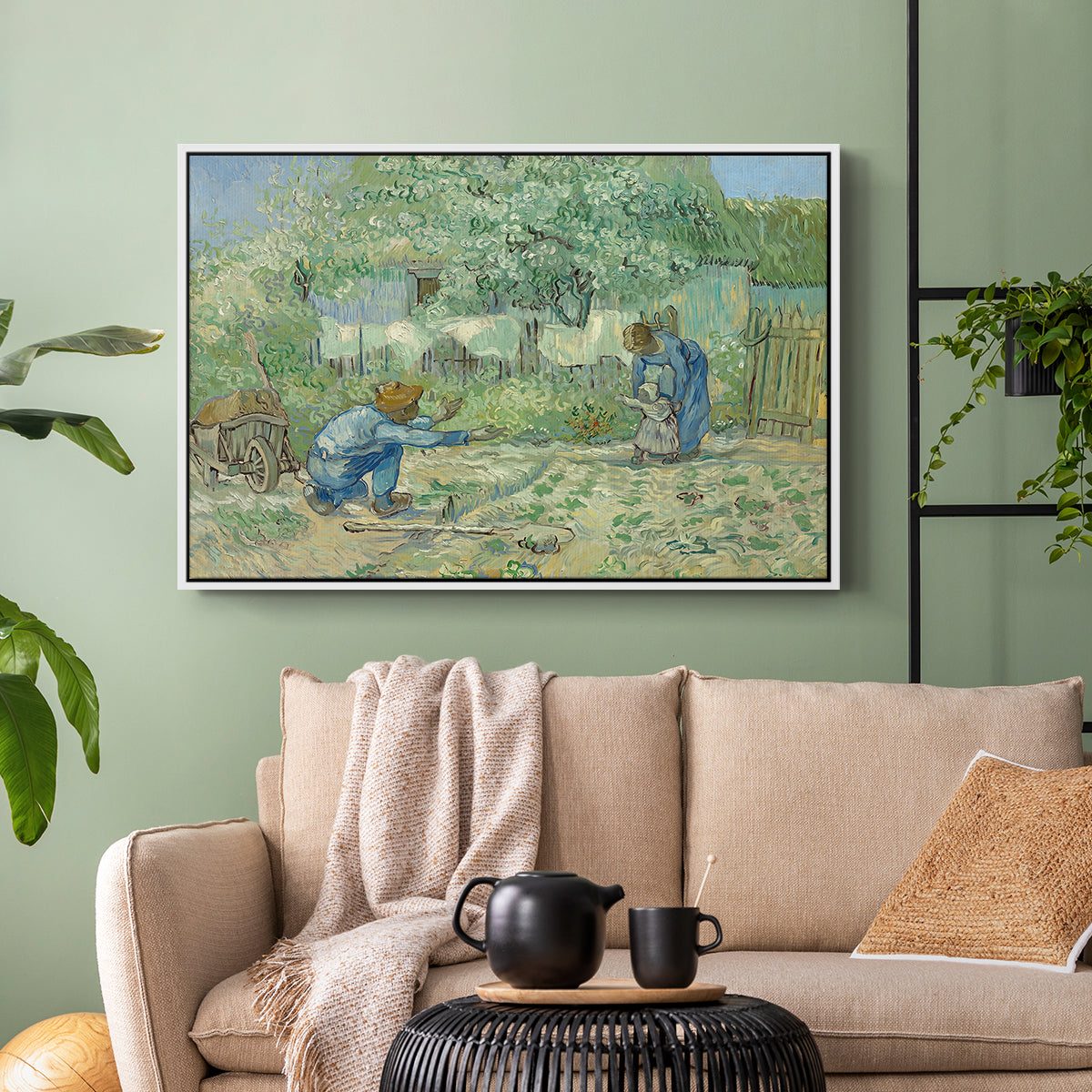 First Steps after Millet, 1890 - Floater Framed Canvas Print