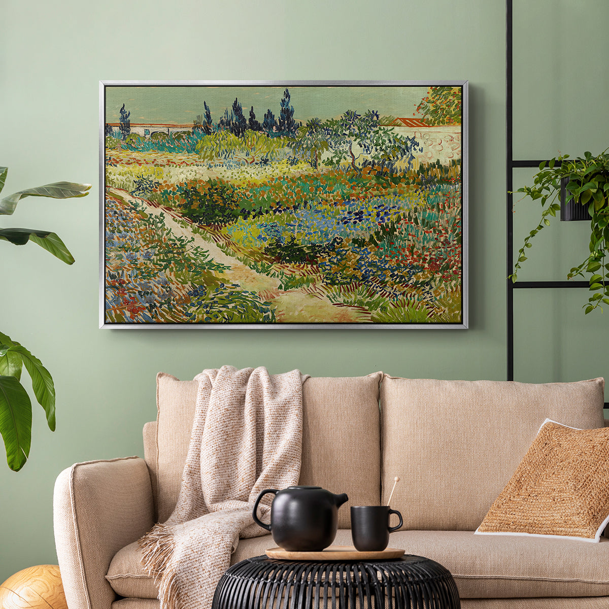 Garden at Arles, 1888 - Floater Framed Canvas Print