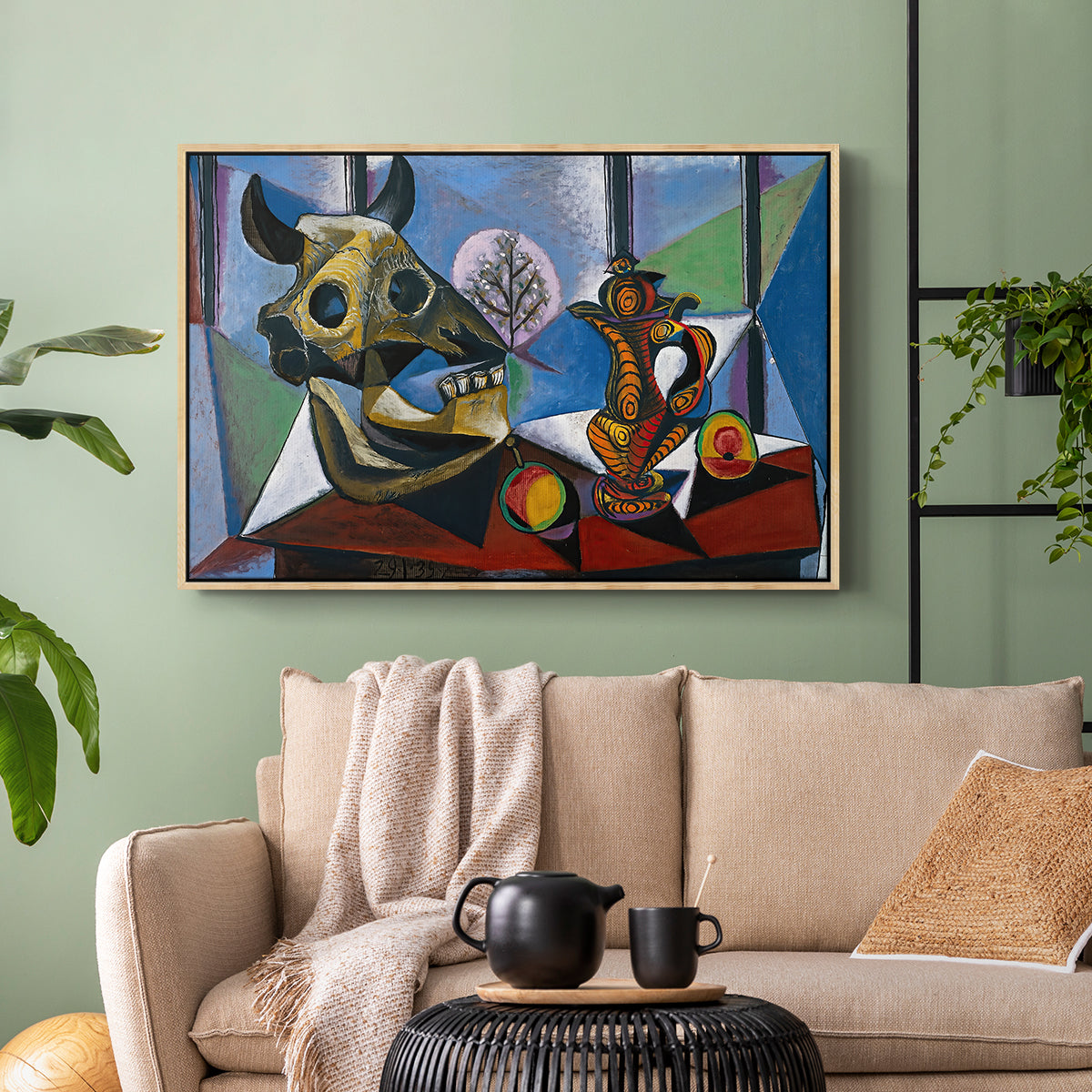 Still Life with Bull's Skull, 1939 - Floater Framed Canvas Print