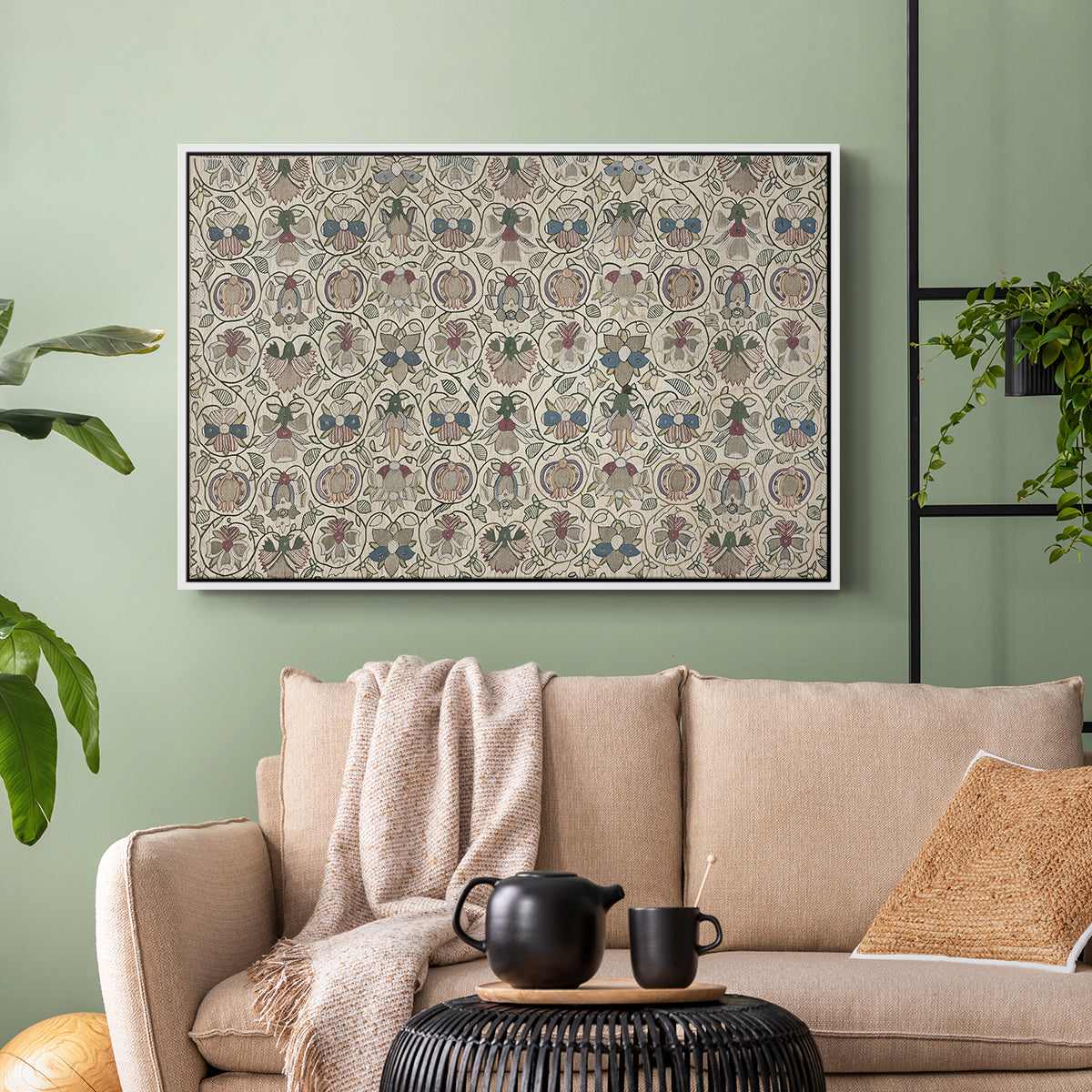 Long Cushion Cover (Printed Textile), c. 1600 - Floater Framed Canvas Print
