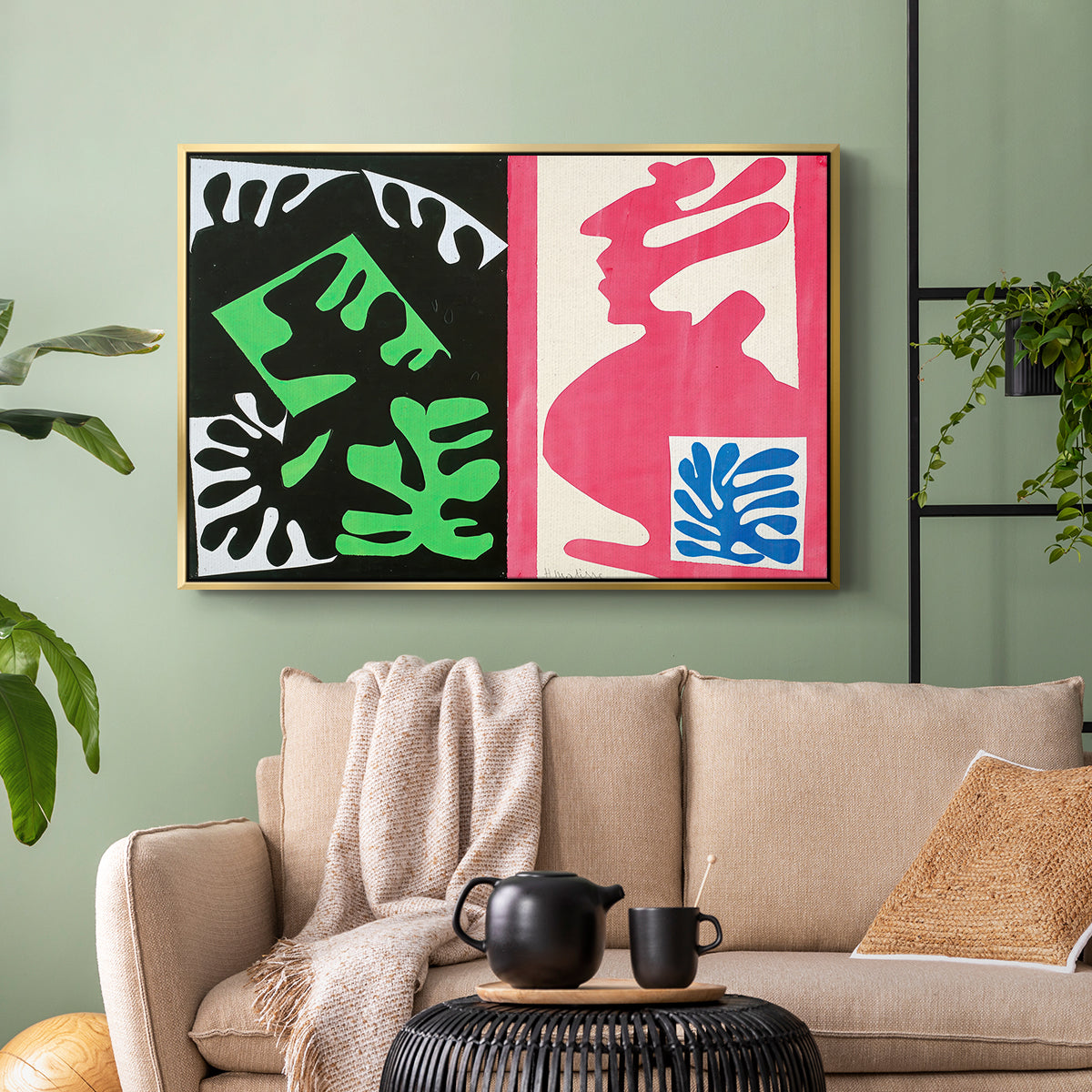 Composition, Black and Red, from Jazz, 1947 - Floater Framed Canvas Print
