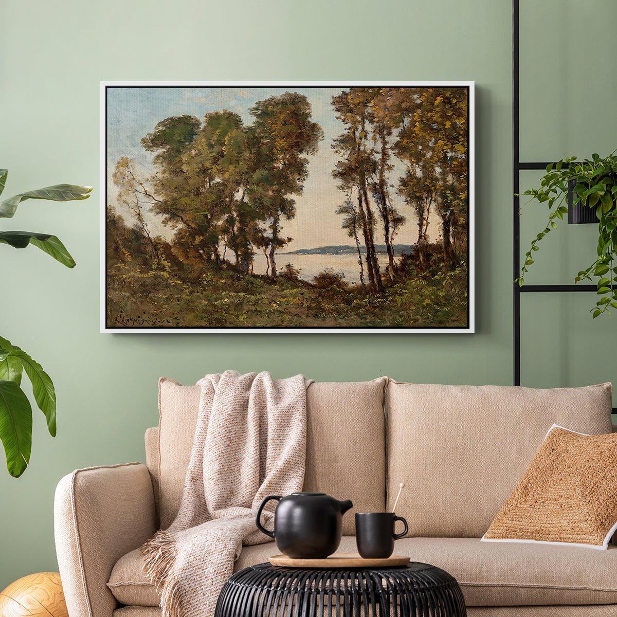 The Banks of the Allier, 1894 - Floater Framed Canvas Print
