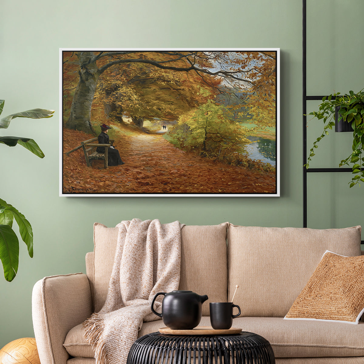 A Wooded Path in Autumn, 1902 - Floater Framed Canvas Print