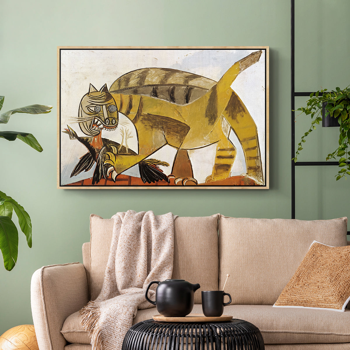 Cat Eating a Bird, 1939 - Floater Framed Canvas Print