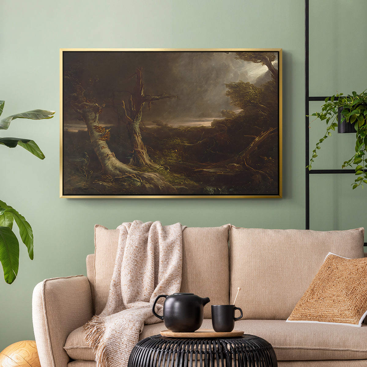 Tornado in an American Forest, 1835 - Floater Framed Canvas Print