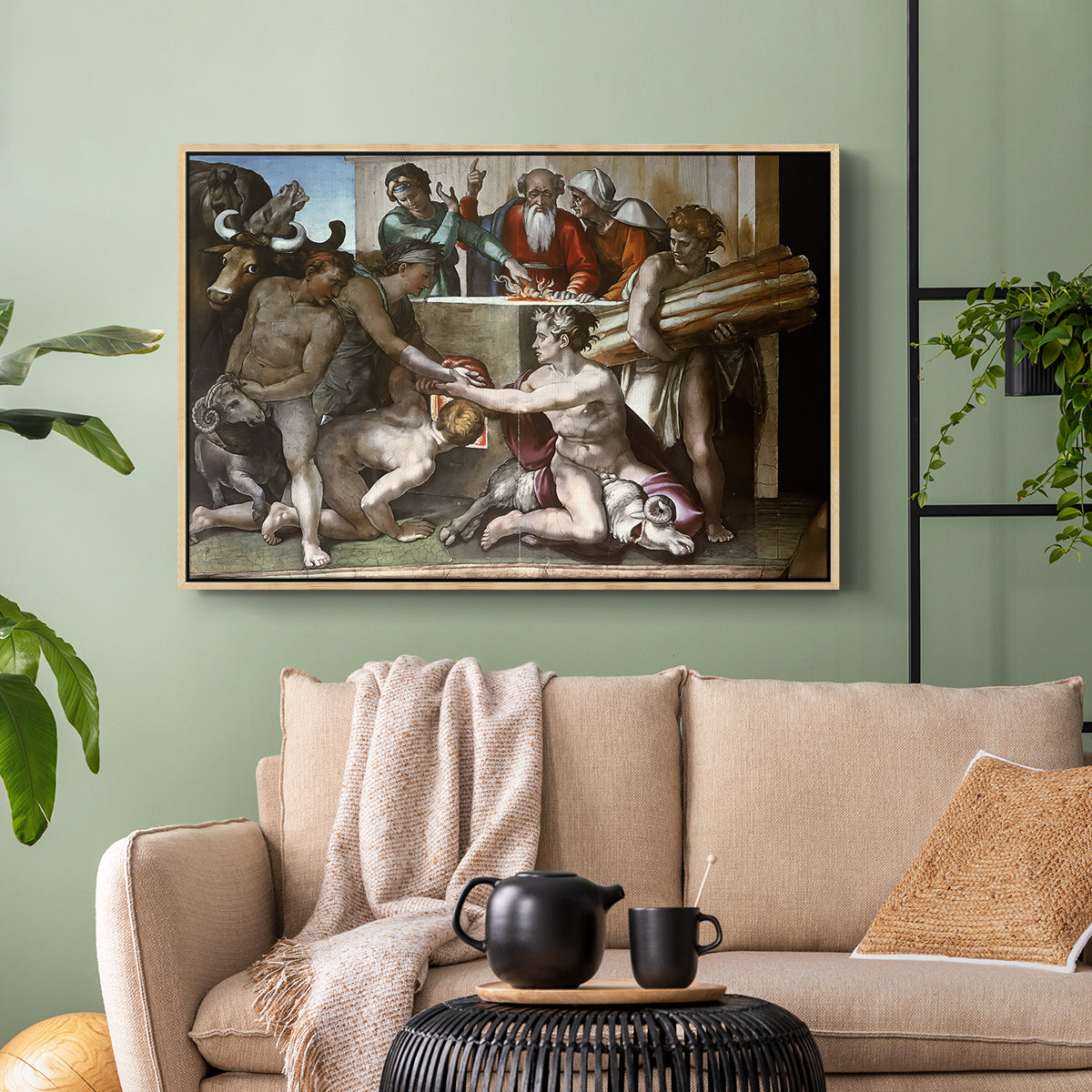 The Sacrifice of Noah (Sistine Chapel), 1509 - Floater Framed Canvas Print