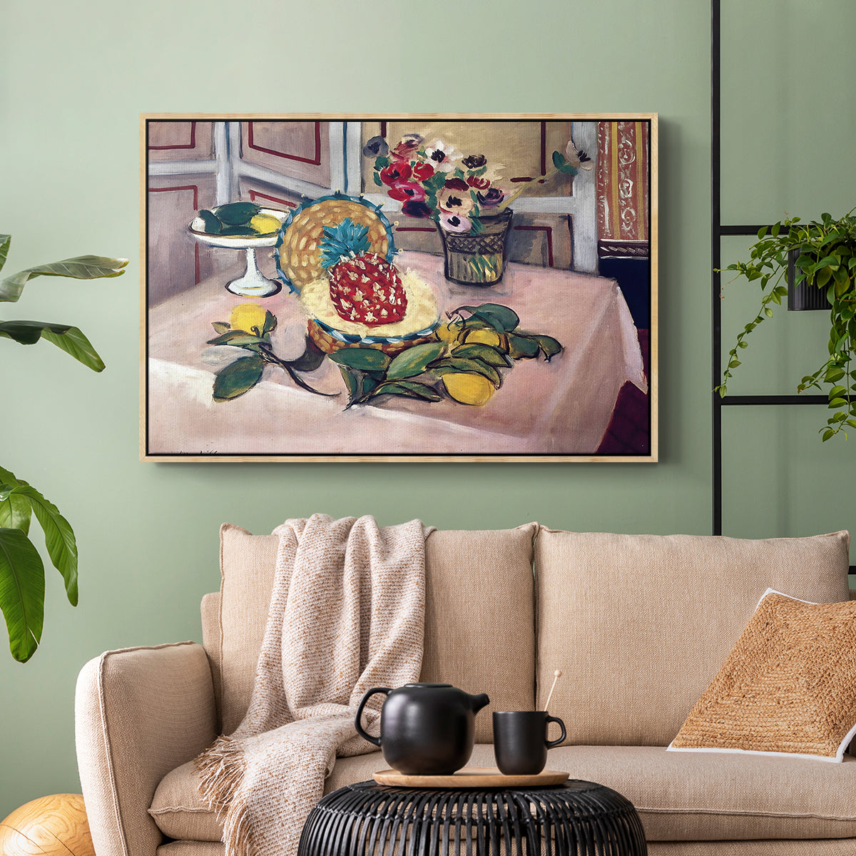 Still Life with Pineapple and Lemons, 1925 - Floater Framed Canvas Print